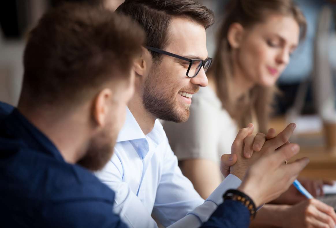 happy people in a meeting